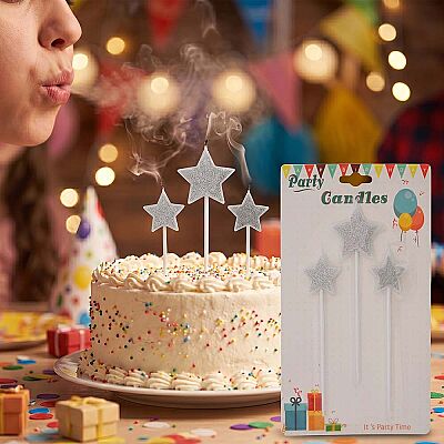 Party Candles - Silver Stars - 1