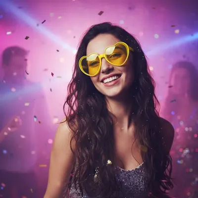 Party Glasses - Yellow Heart - 1