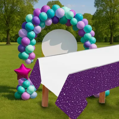 Party Time Plastic Table Cover Purple - 1