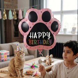 Paw Shaped Happy Birthday Balloon - Kikajoy