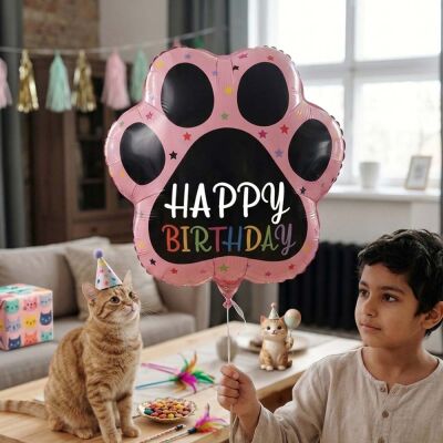 Paw Shaped Happy Birthday Balloon - 1