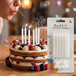 Pearl White Twist Birthday Candles - 1