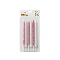 Pembe Beyaz Simli Pasta Mumu Seti 15 cm 6 Parça - 2
