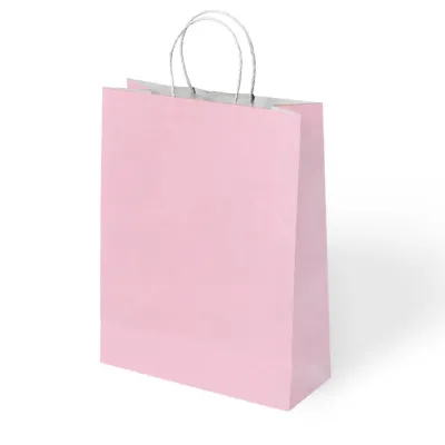 Pembe Büküm Saplı Kraft Çanta 15x20cm - 1