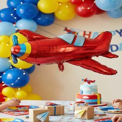 Pervaneli Kırmızı Uçak Şekilli Folyo Balon - 1