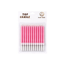 Pink Birthday Cake Candles - Pack of 12 (8 cm) - 2