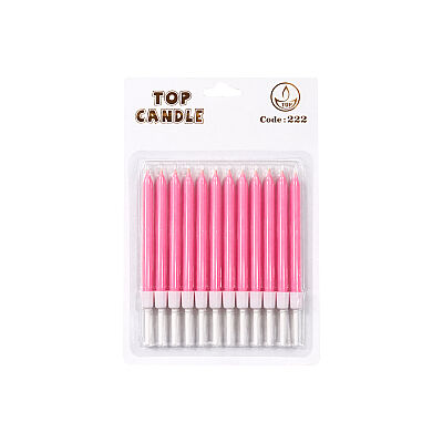 Pink Birthday Cake Candles - Pack of 12 (8 cm) - 2
