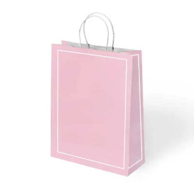 Pink Macaron Paper Bags with Twisted Handles - 1