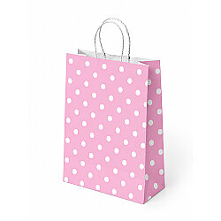 Pink Polka Dot Paper Bags with Twisted Handles - Kikajoy