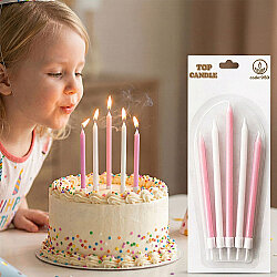 Pink & White Cake Candle Set - 1