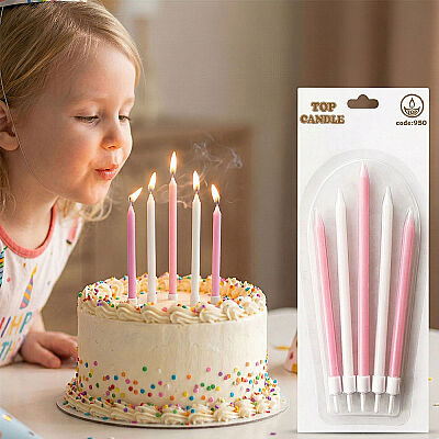Pink & White Cake Candle Set - 1