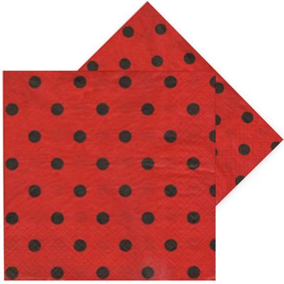 Polka Dot Red Black Paper Napkins - 1