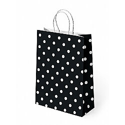 Siyah Puantiyeli Büküm Saplı Kraft Çanta 25x31 - Kikajoy