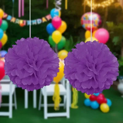Purple Decoration Puff - 2pcs - 1