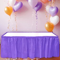 Purple Plastic Table Skirt - 1