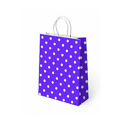 Purple Polka Dot Paper Bags with Twisted Handles - 1