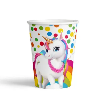 Rainbow Unicorn Karton Bardak - 1
