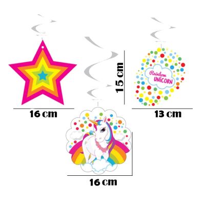 Rainbow Unicorn Spiral Kağıt Sarkıt Süs - 2