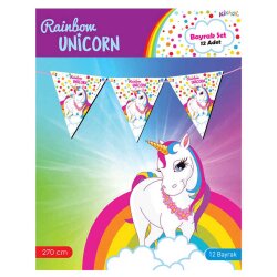 Rainbow Unicorn Üçgen Flama - Kikajoy