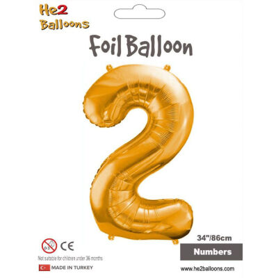 2 Rakam Altın Folyo Balon 34