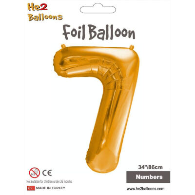 7 Rakam Altın Folyo Balon 34