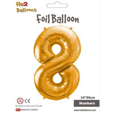 8 Rakam Altın Folyo Balon 34