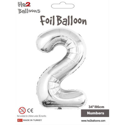 2 Rakam Gümüş Folyo Balon 34