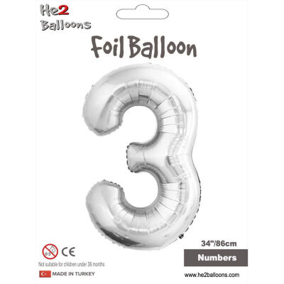 3 Rakam Gümüş Folyo Balon 34