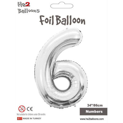 6 Rakam Gümüş Folyo Balon 34