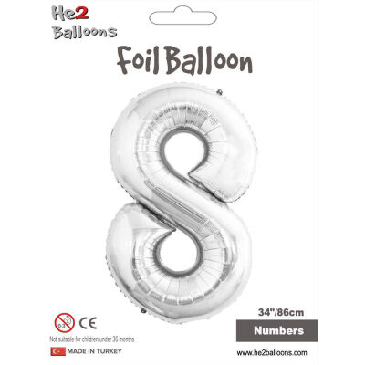 8 Rakam Gümüş Folyo Balon 34