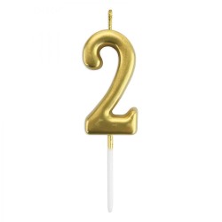 2 Rakam Altın Çubuk Mum 7cm - (1)