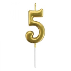 5 Rakam Altın Çubuk Mum 7cm - (1)