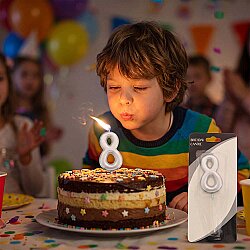 8 Rakam Gümüş Çubuk Mum 7cm - 1