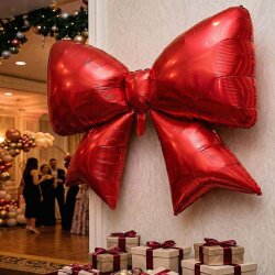 Red Bow Foil Balloon - 1
