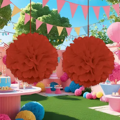 Red Decoration Puff - 2pcs - 1