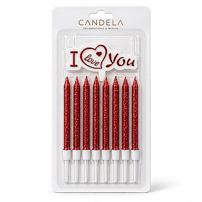 Red Glitter Cake Candle Set – With 