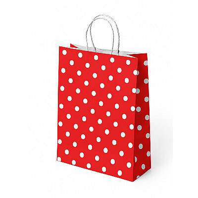 Red Polka Dot Paper Bags with Twisted Handles - 1