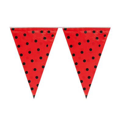 Red Triangle Flag Banner with Black Polka Dots - 2