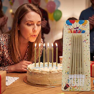 Retro Birthday Candles - Gold - 1