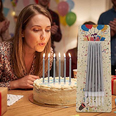 Retro Birthday Candles - Silver - 1