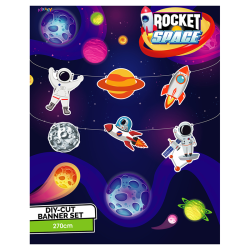 Rocket Space Paper Die Cut Banner Set - Kikajoy