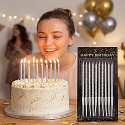 Silver Glitter Curly Candles - 1