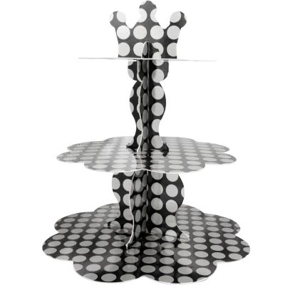 Silver Metallic Polka Dot Cupcake Stand - 1