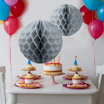 Silver Paper Honeycomb Balls - 1