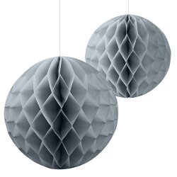 Silver Paper Honeycomb Balls - 2