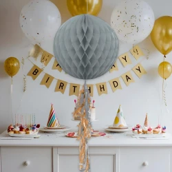 Silver Paper Honeycomb Balls with Tassel - 1