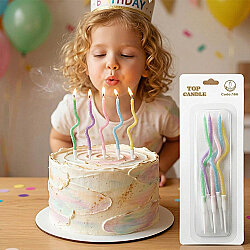 Simli Makaron Karışık Renk Spiral Pasta Mumu - 1