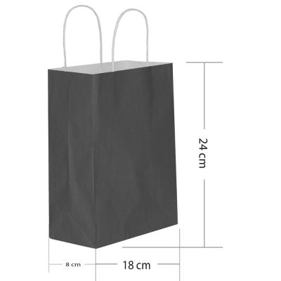 Siyah Büküm Saplı Kraft Çanta 18x24cm - 2