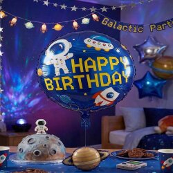 Space Astronaut Happy Birthday Foil Balloon - 1
