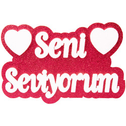 Seni Seviyorum El Yazılı Strafor Süs - (1)